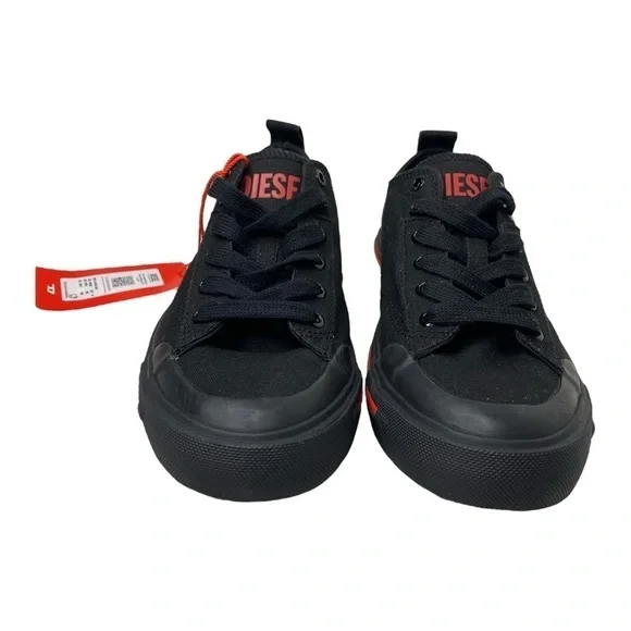 Diesel S-Athos Low Canvas Sneakers Black Red 8.5